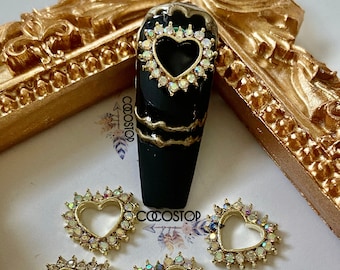 Crystal Heart Nail Charms: 3D Valentine Nail Art