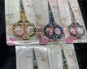 Stainless Steel Nail Scissors, Sharp Tip, Ornate Handle