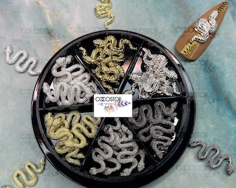 Metal Small snakes nail charms