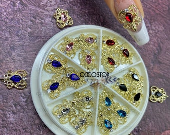 Crystal heart teardrop heart nail charms