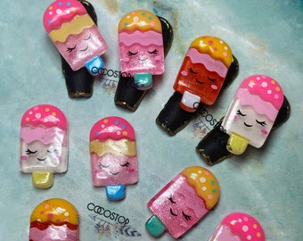 Kawaii Ice Cream 3D Nail Charms, Resin Nail Art (5/10 Pieces)