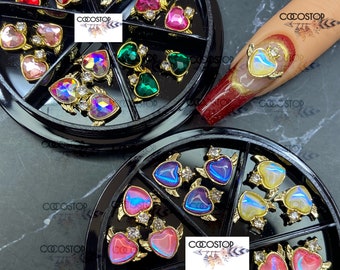 3D Angel Heart Nail Charms, Valentine Nail Jewelry