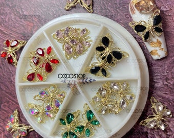 Large Butterfly crystal rhinestone Nail Charms