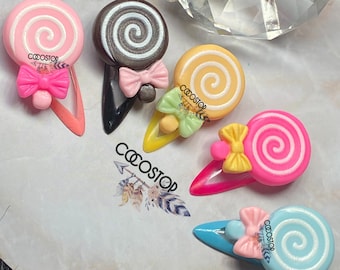 Lollipop Nail Charms | 3D Kawaii Candy Nail Art, Resin Bow (5/10 Pcs)