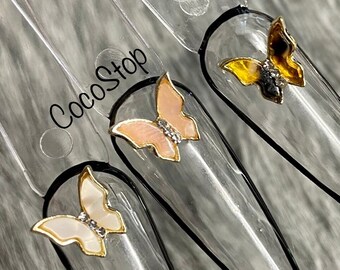 5 pieces 3 colors Butterfly rhinestone crystal 3D nail charms