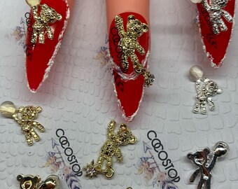 3D Bär Nagel Charms, Stern baumeln Strass Nail Art