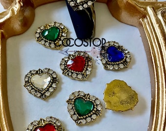 3D Crystal Heart Nail Charms, Valentines Nail Art, DIY Crafting (2 or 5 Pieces)