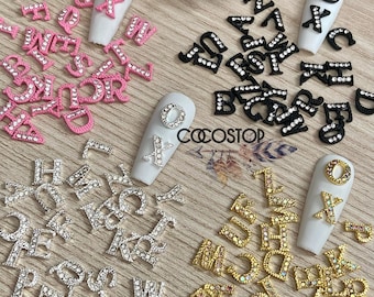 26pcs 4 colors A-Z Rhinestone Nail Letter Charms Nail Art Rhinestone 3D Nail Charm