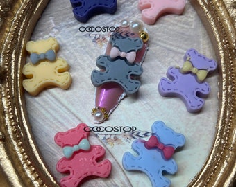 Kawaii Bär 3D Nagel Charms, Kunstharz Cartoon Verzierungen (12 Stück)