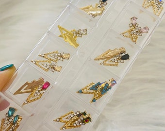 24pieces triangles crystal nail charms 3D