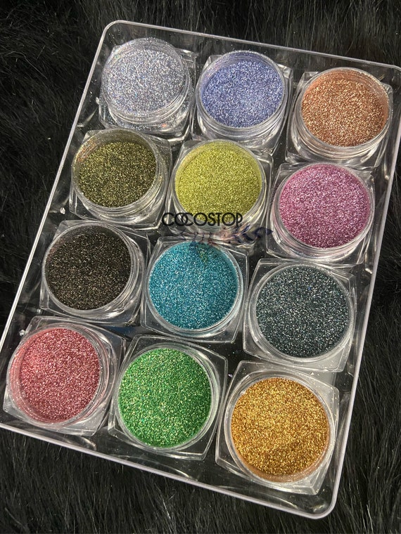 Set of 12 Jars Glitter Holo Dust Kit/ Nail Glitter Dust/ Glitter Nail Art/  Nail Art DIY Crafts 