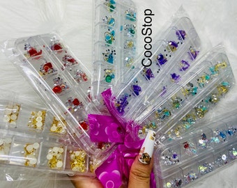 1400 pcs mix multi Rhinestone 3D nail charms