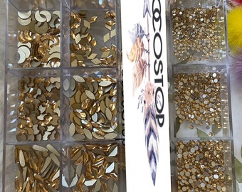 Caja de diamantes de imitación para uñas de champán, decoraciones artesanales DIY