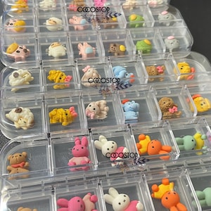 12 piezas de dibujos animados ovejas conejo oso Kawaii 3D encantos de uñas