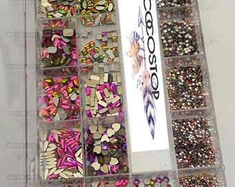Rainbow luxury nail rhinestone box