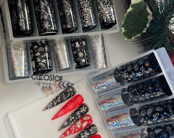 Christmas Holographic Nail Foil Decals - Nail Art Transfer