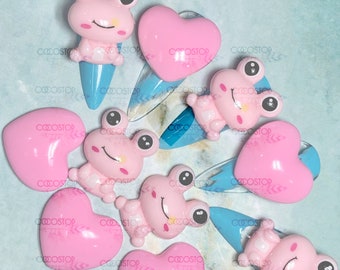 Kawaii hars roze hart kikkers nagelbedels 3D