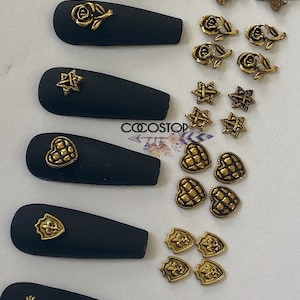 Chrome cross floral rose bee gold 3D nail charms/ nail art crafts