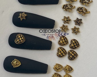 Chrome cross floral rose bee gold 3D nail charms/ nail art crafts