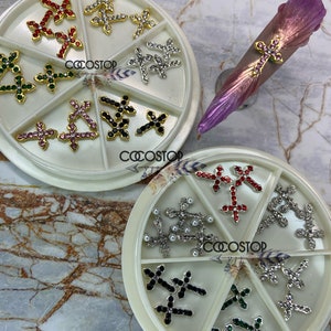 Cross rhinestone 3D nail charms