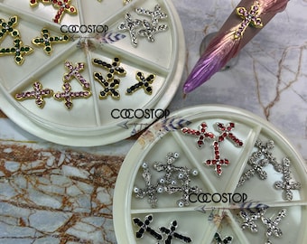Cross rhinestone 3D nail charms