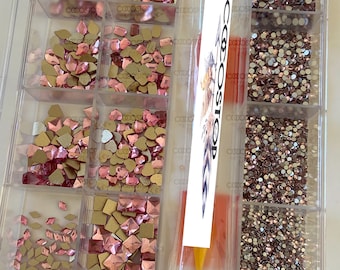 Caja de uñas con diamantes de imitación, amatistas ligeras, 10320 Uds.