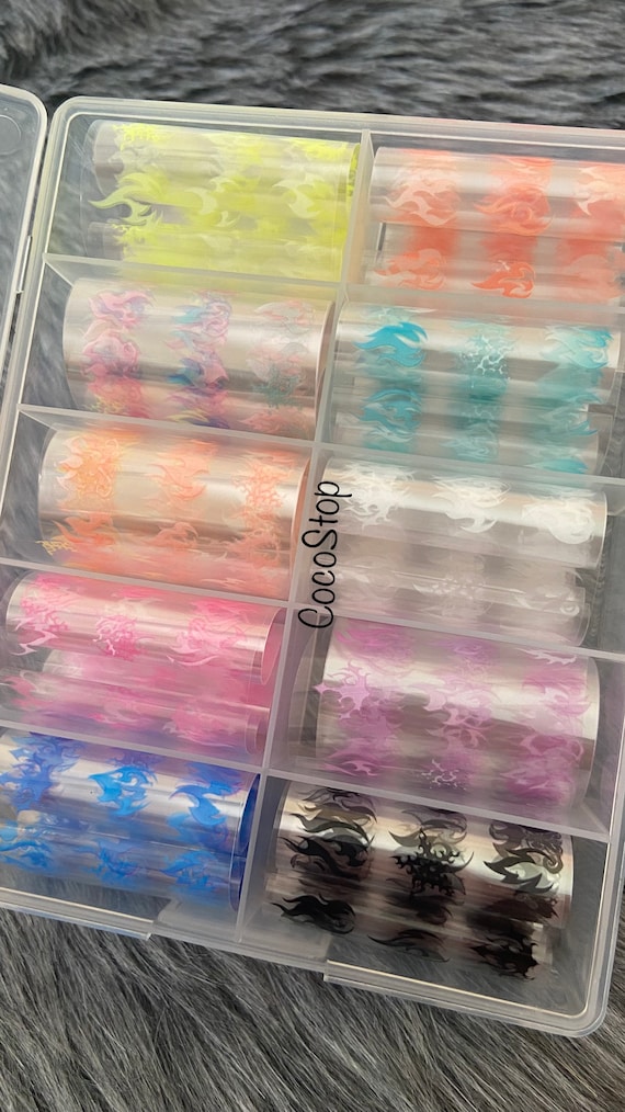 Flame Nail Foil Decal, Luminous Transfer Nail Art