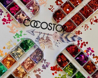 Valentine Holographic Nail Sequins: Kiss, Heart, Cross Glitter Flakes