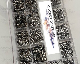 Black rhinestone nail box