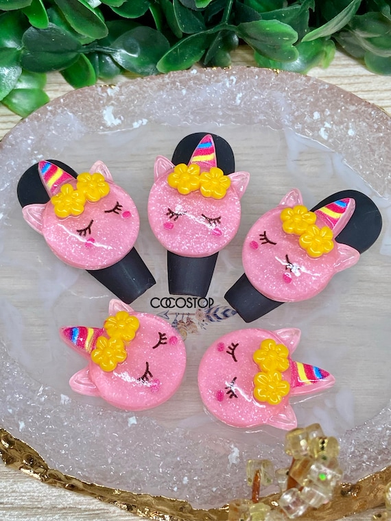 Kawaii Unicorn 3D Nail Charms, Resin Nail Art (5/10 Pieces)