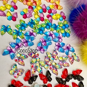 40 pieces mix colorful resin cabochon butterfly kawaii 3D nail charms image 5