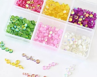 600 pieces AB Mixed Mermaid Flatback Rhinestones