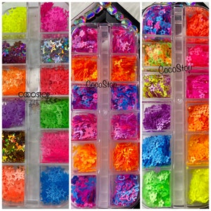 Neon Flower nail glitter sequin flakes/ neon star nail glitter Sequin flakes