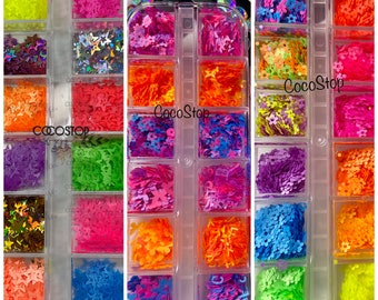 Neon Flower Star Nail Glitter Sequins, DIY Craft Decoration