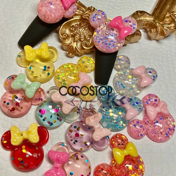 Kawaii Glitter Mouse Nail Charms, 3D Nail Art DIY Crafting