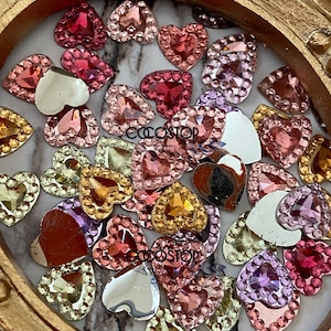 40 pieces resin flatback cabochon heart 3D nail charms size 8mm heart Valentine nail charms/Kawaii nail charms
