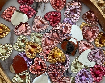 Resin Heart Nail Charms, 3D Kawaii Cabochons (40 Pieces)