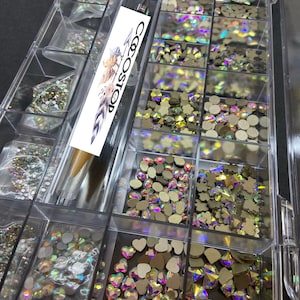 AB Rhinestone nails box /AB crystal nail box