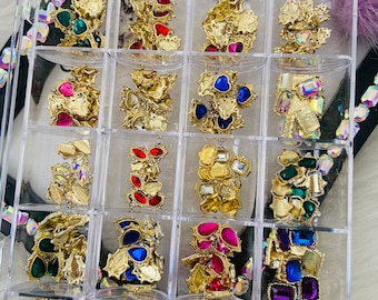240pcs Gem stone case 3D nail charms box