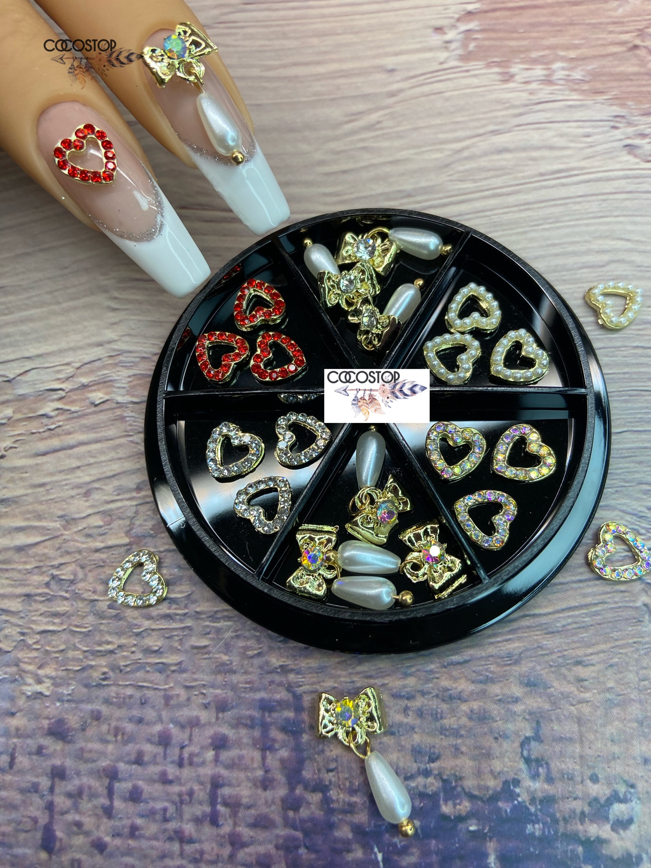 30 Pieces Luxury Retro Gemstone Teardrop Kite Nail Jewelry 3D Nail Charms  Nail Art 