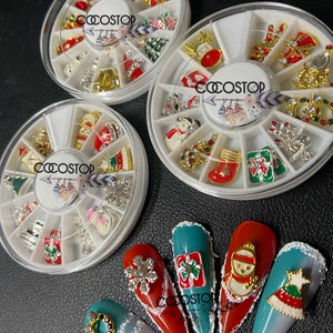 24 pieces Christmas nails charms/snowflake rhinestones / snowman 3D nail charms wheels