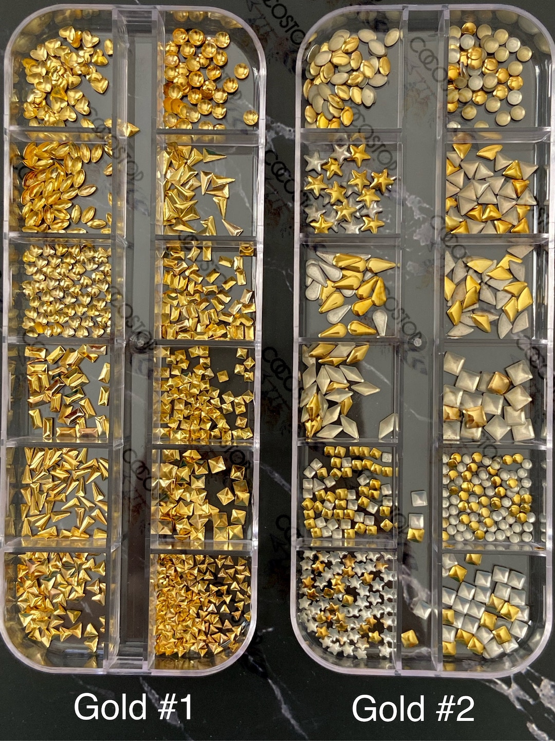 12 Styles/box Studs Rivet Metallic 3D Nail Charms for Nail Art