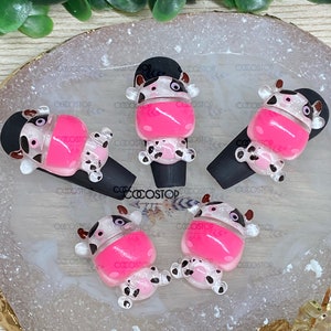 Kawaii cows nail charms 3D nail art
