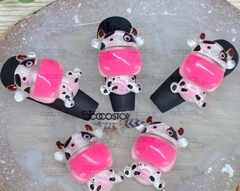 Kawaii cows nail charms 3D nail art