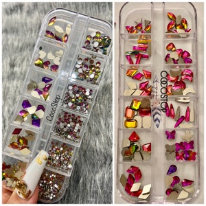 60/120 pieces Rainbow nail rhinestone box