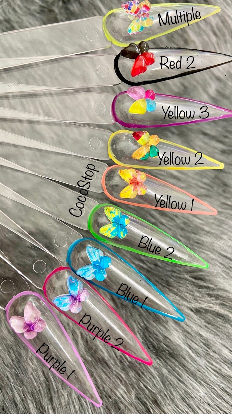 40 pieces mix colorful resin cabochon butterfly kawaii 3D nail charms image 4