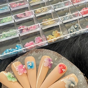 120pcs Acrylic flower nail box 3D nail charms Nail art