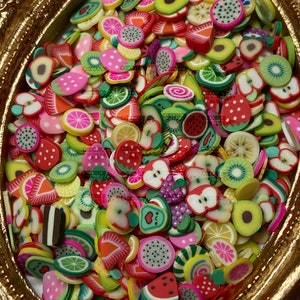 Mix Fimo Polymer Obst Gemüse Ton Scheiben Nail Art Nagel Charms DIY Basteln