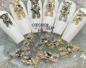 Bear charms heart nail charms 3D nail charms