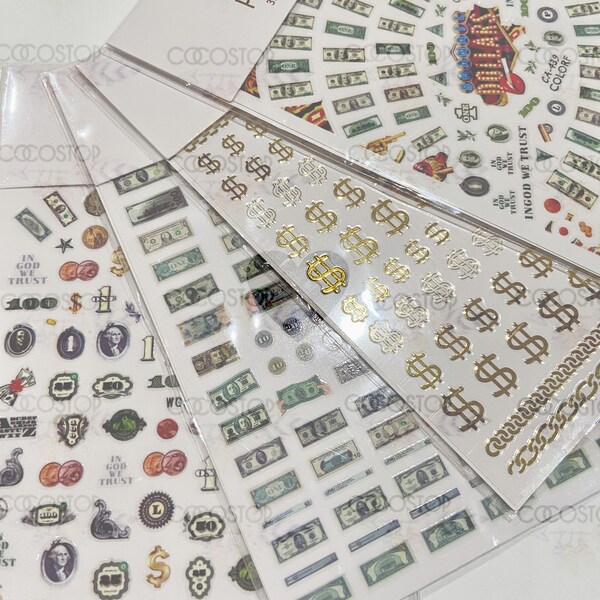 4 packs Dollar Money sign nail decal nail art nail sticker